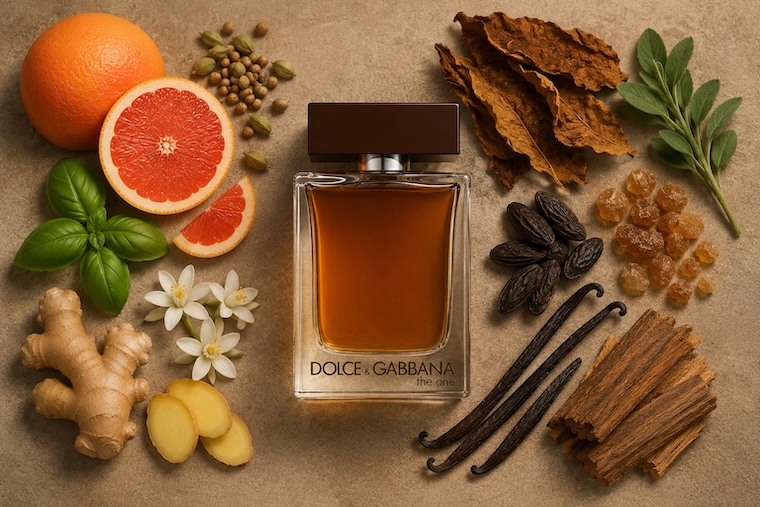 Dolce and Gabbana The One for Men Eau de Parfum bottle in amber glass