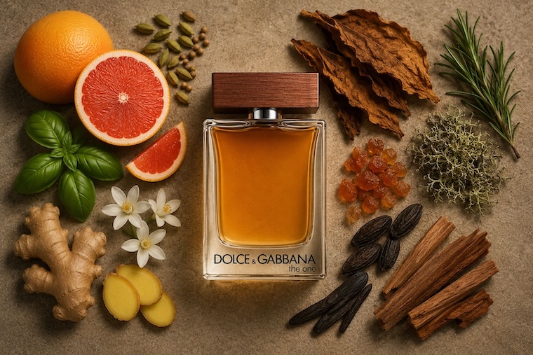 Dolce and Gabbana The One for Men Eau de Toilette bottle in amber gradient glass