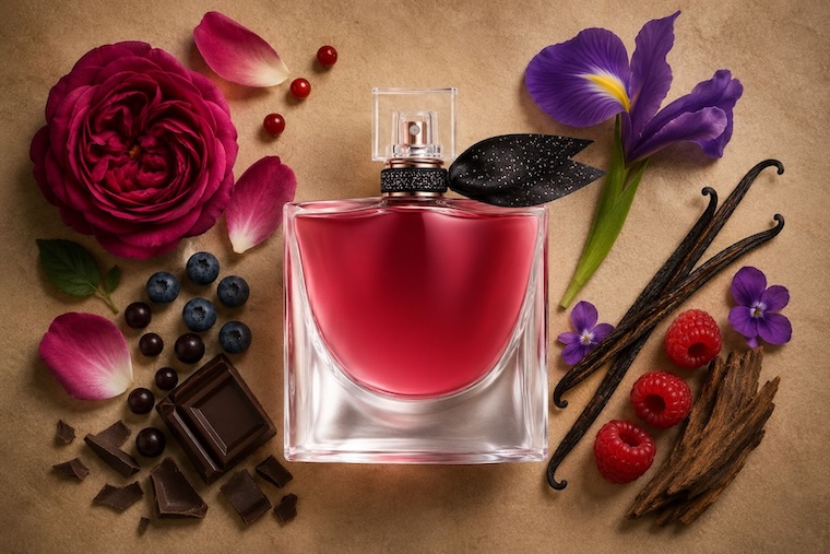Lancôme La Vie Est Belle L'Elixir Eau de Parfum with etched smile bottle