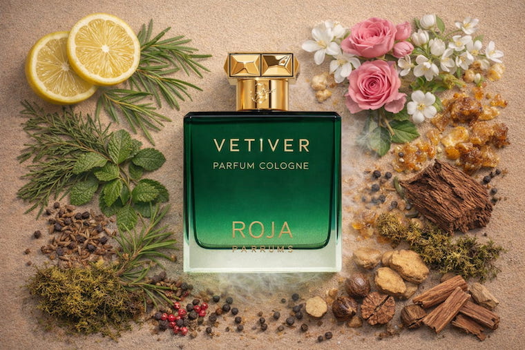 Roja Vetiver Pour Homme Parfum Cologne bottle