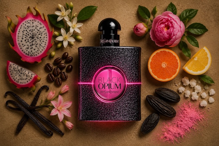 YSL Black Opium Neon Eau de Parfum in neon-accented black bottle